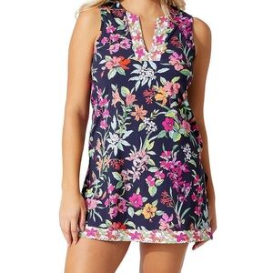 Summer Floral Split V-Neck Short Swim Dress